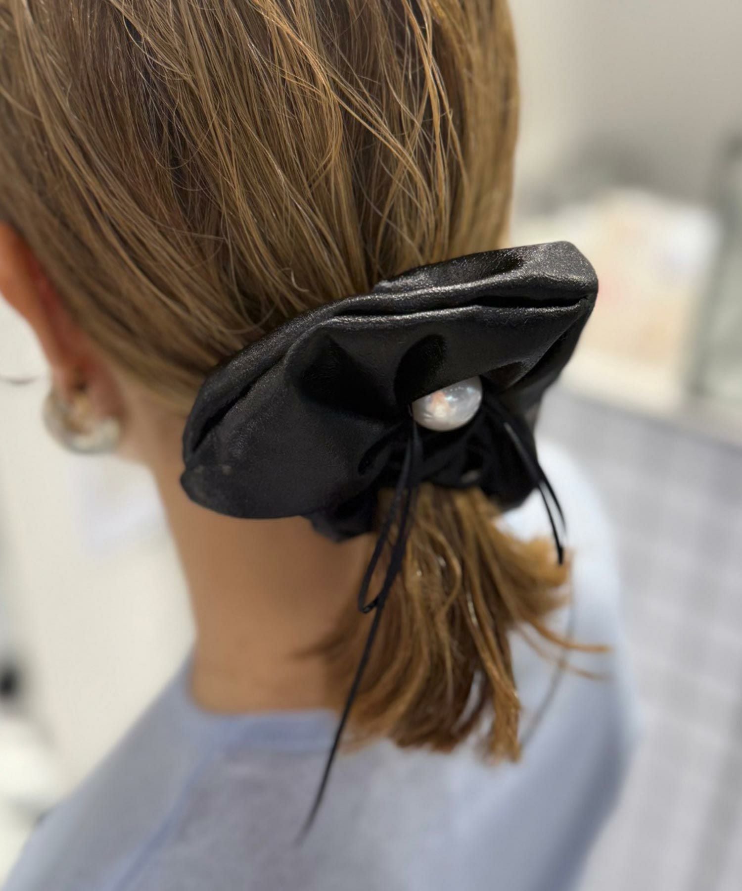 パール×スリムリボンビッグシュシュ【Grace】