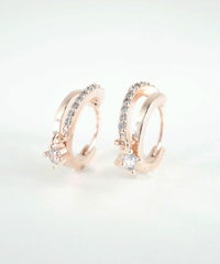 ラインストーンフープレイヤードワンタッチピアス