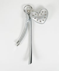 レザーハートメタルスタッズキーチャーム