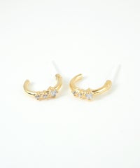 ホワイトストーンフープセラミックポストピアス