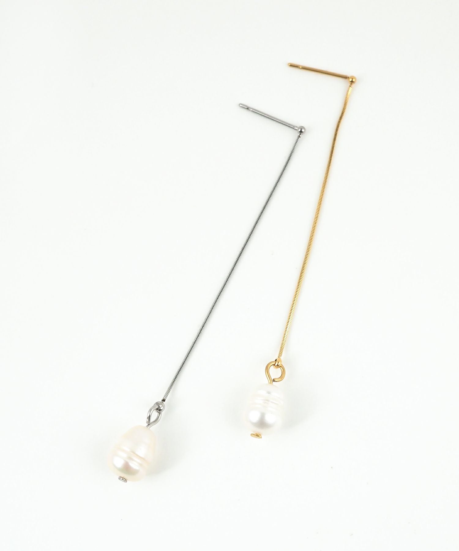 スネークチェーンパールサージカルステンレスピアス