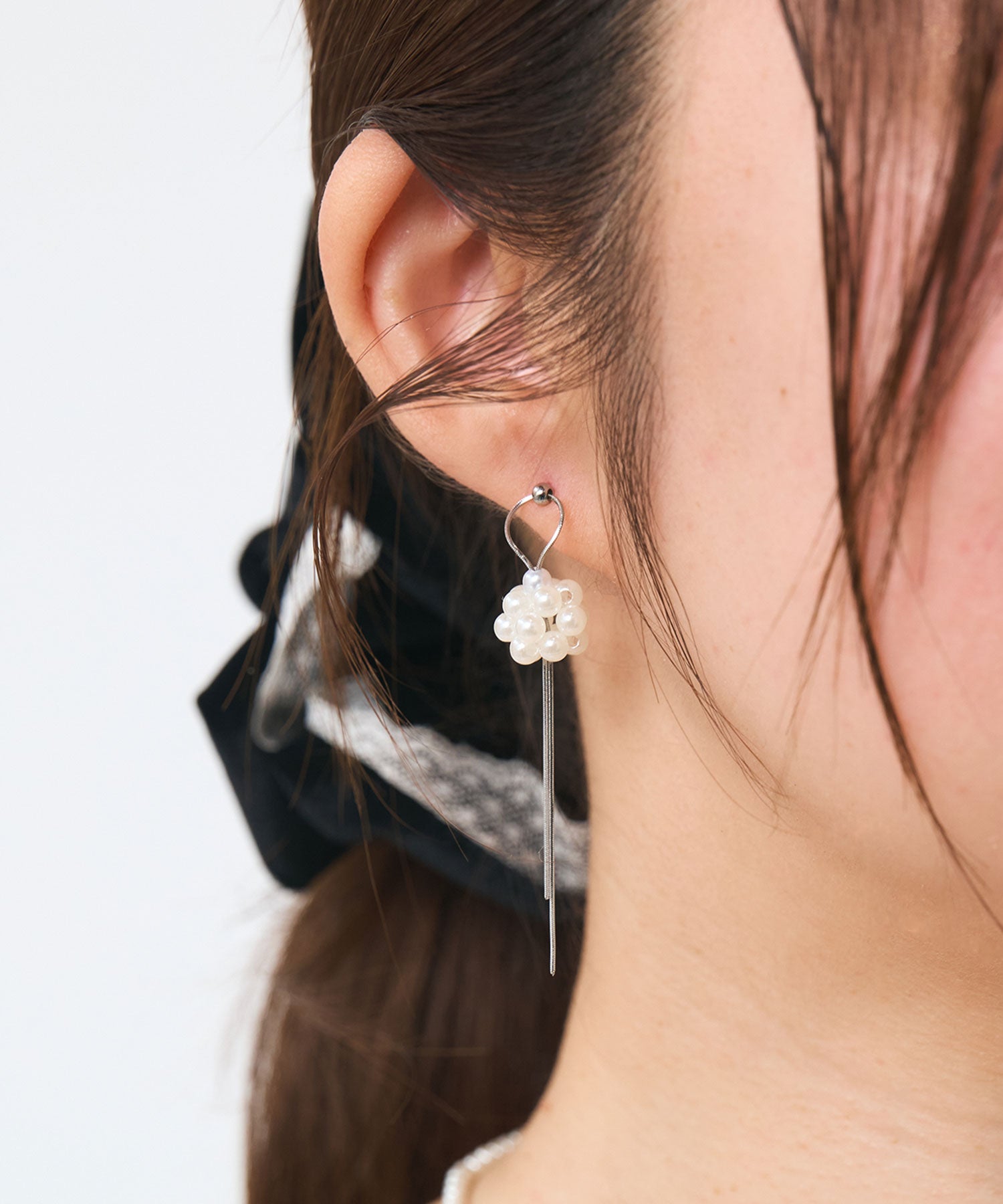 パールボールチェーンサージカルステンレスピアス