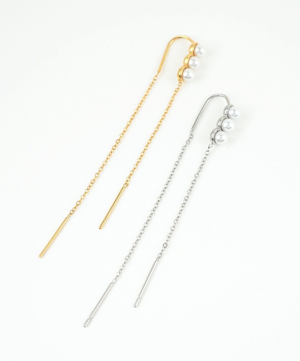 トリプルパールチェーンサージカルステンレスピアス