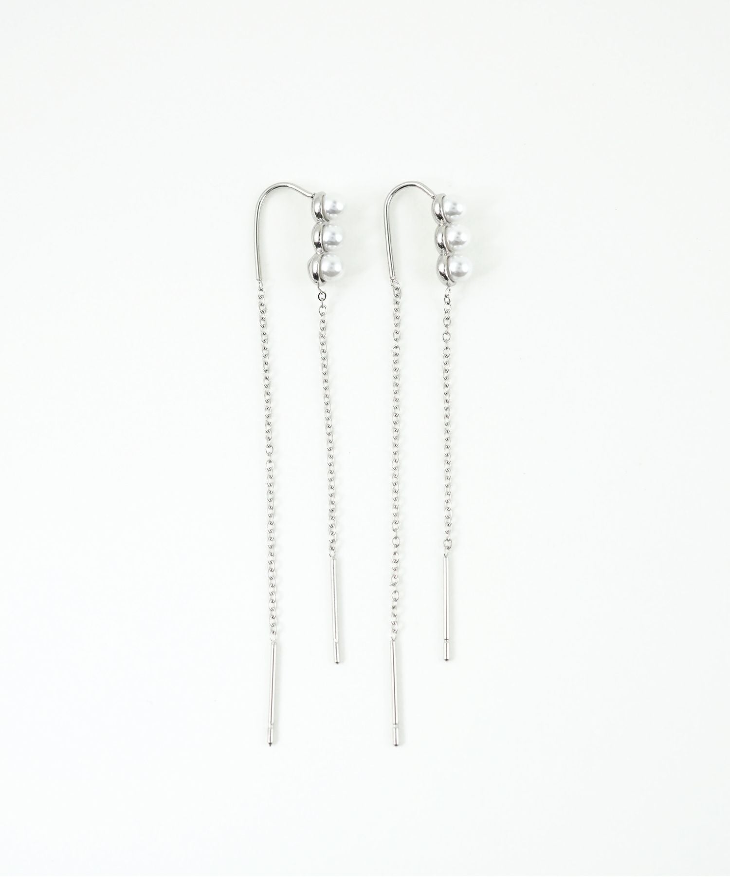 トリプルパールチェーンサージカルステンレスピアス