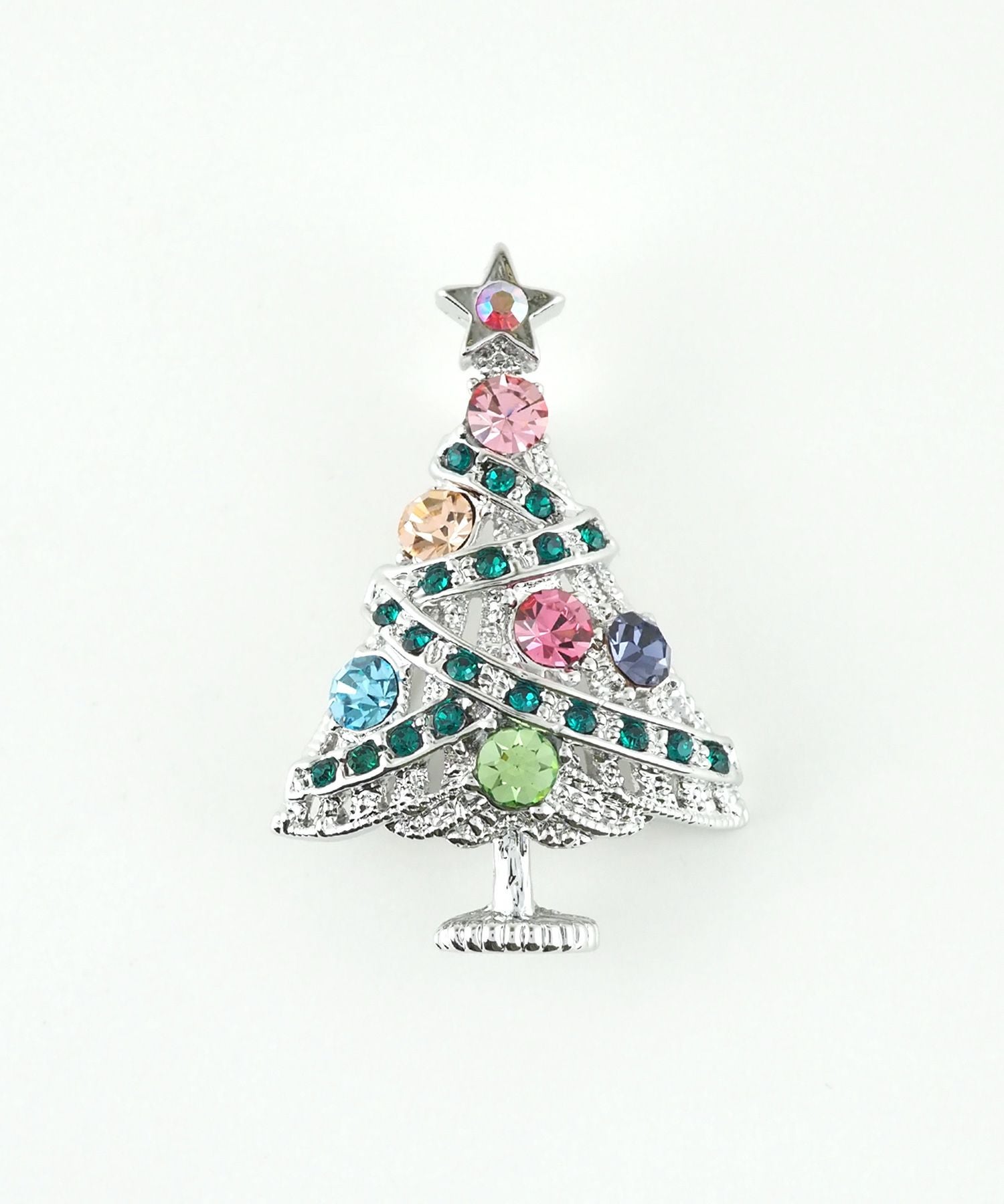 カラーストーンツリーブローチ