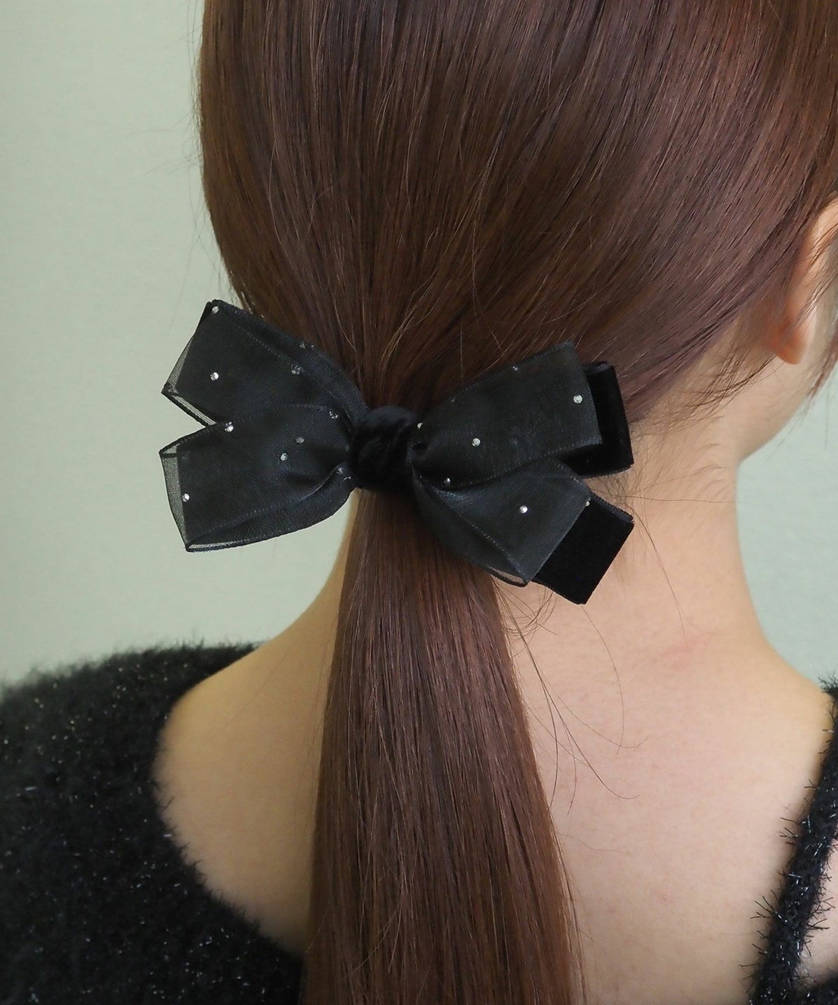 ドットオーガンジーベロアリボンポニー