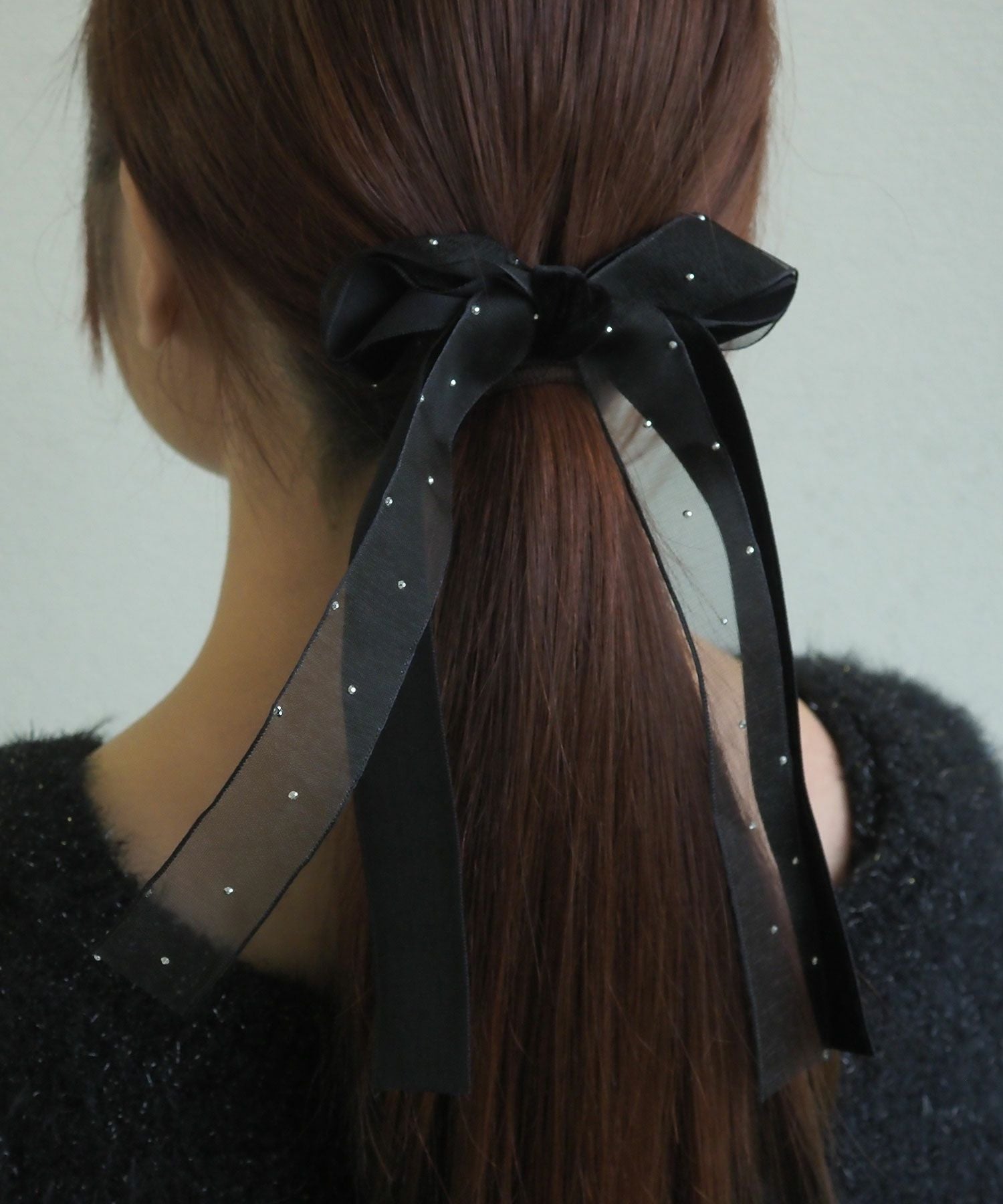 ドットオーガンジーベロアリボンポニーフック