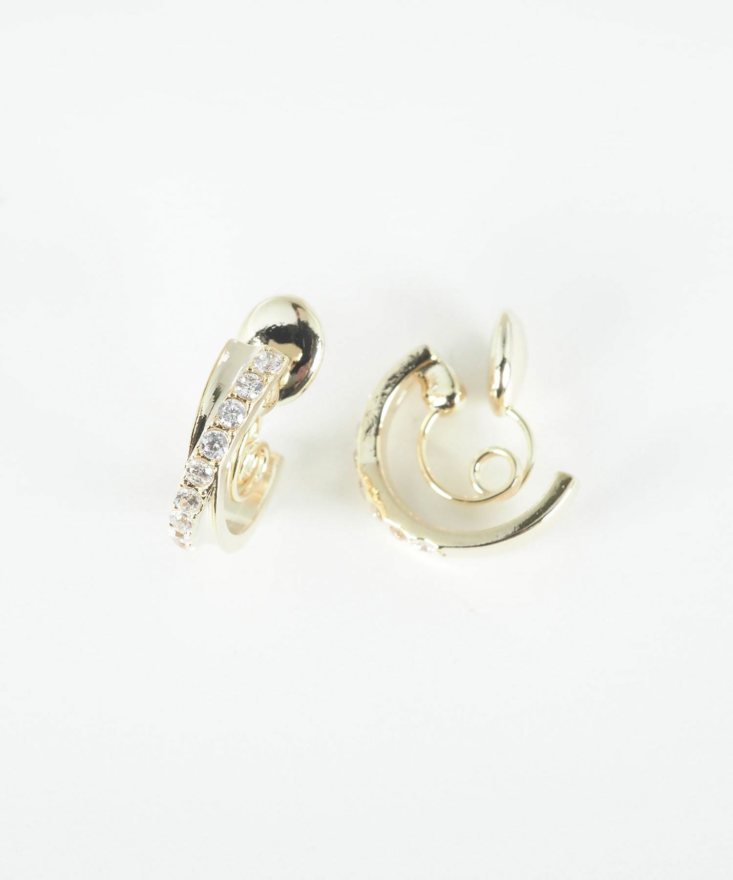 クロスラインストーングランループフィットイヤリング