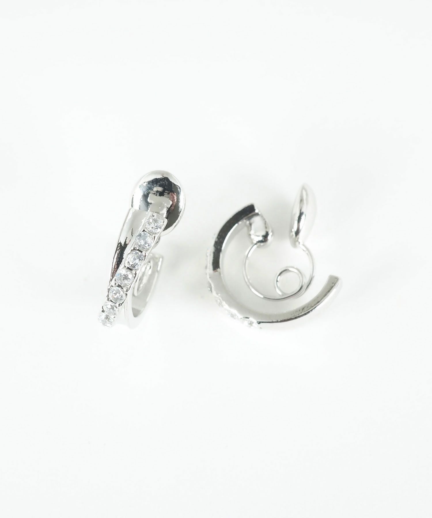 クロスラインストーングランループフィットイヤリング