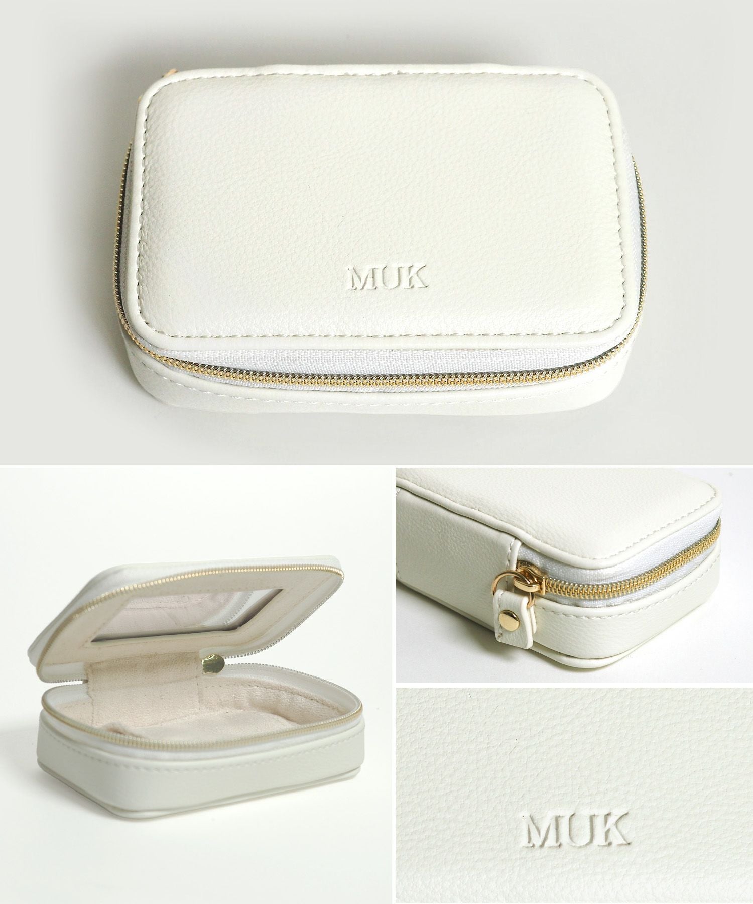 MUKアクセサリーポーチ ミラー付きフェイクレザータイプ