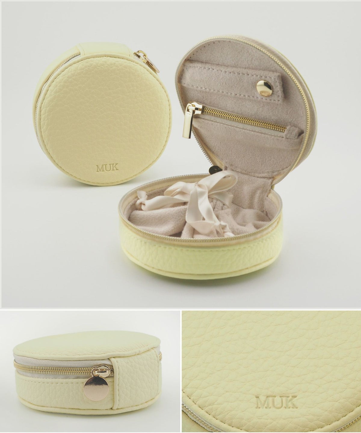 MUKアクセサリーポーチ ラウンド型フェイクレザータイプ