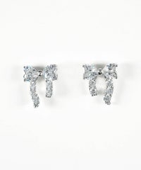 キュービックアシメリボンチタンポストピアス【Dahlia】