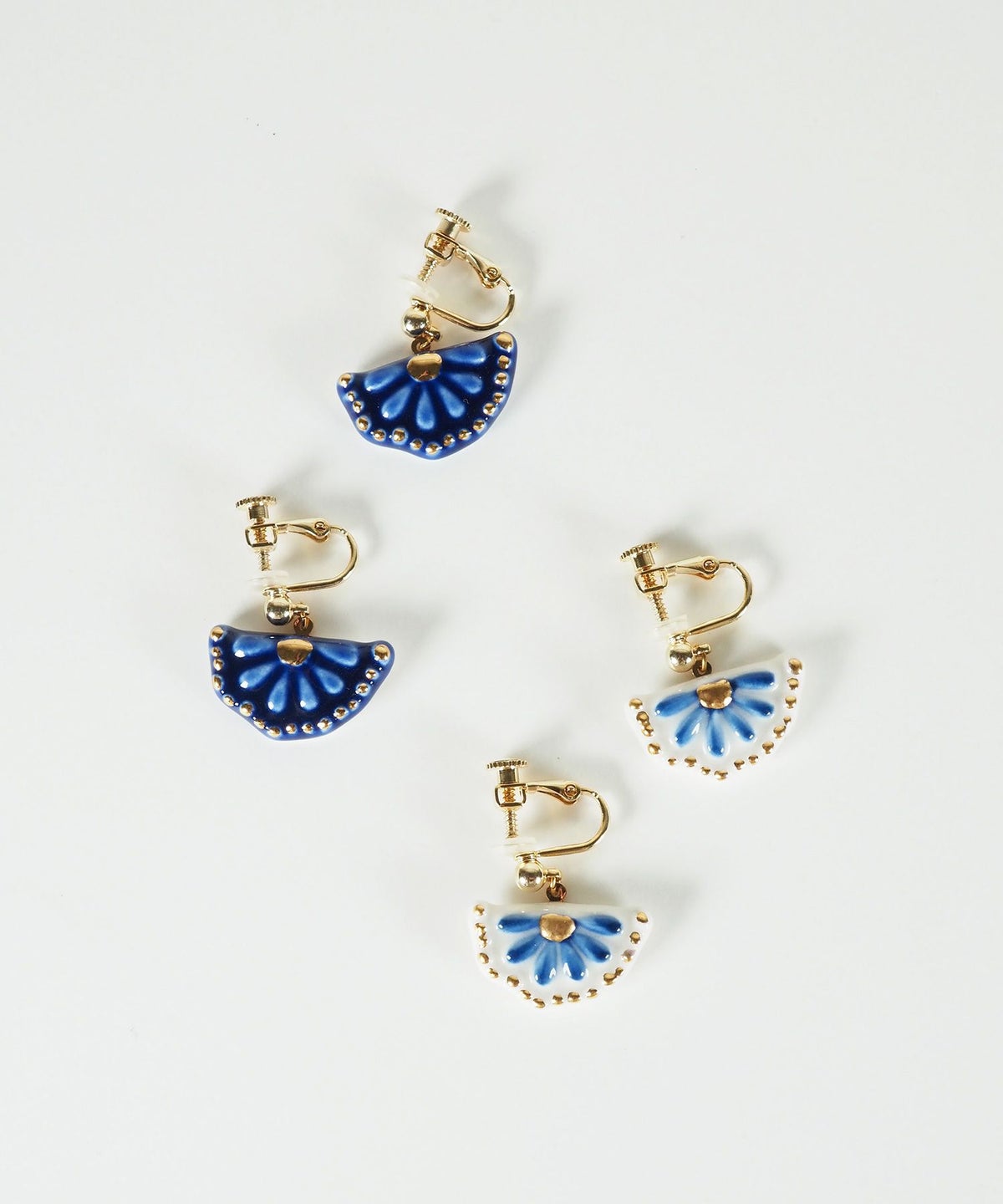 美濃焼タイル花かごイヤリング