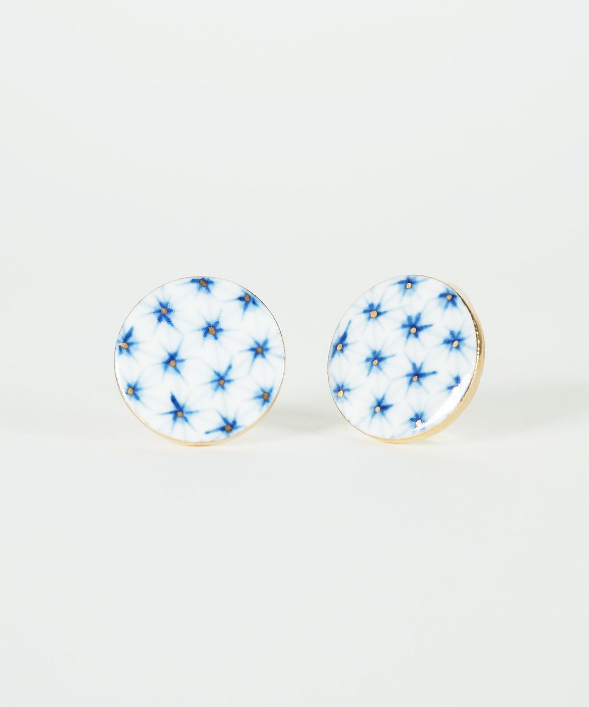 美濃焼タイル手描きの丸いタイルイヤリング