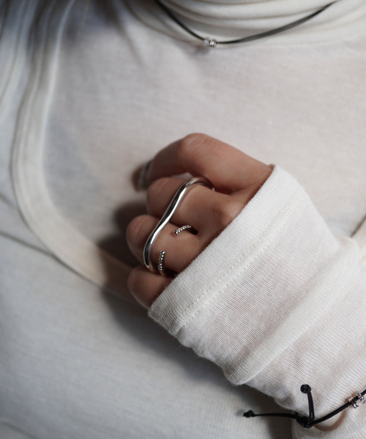 CZダブルラインダブルリング