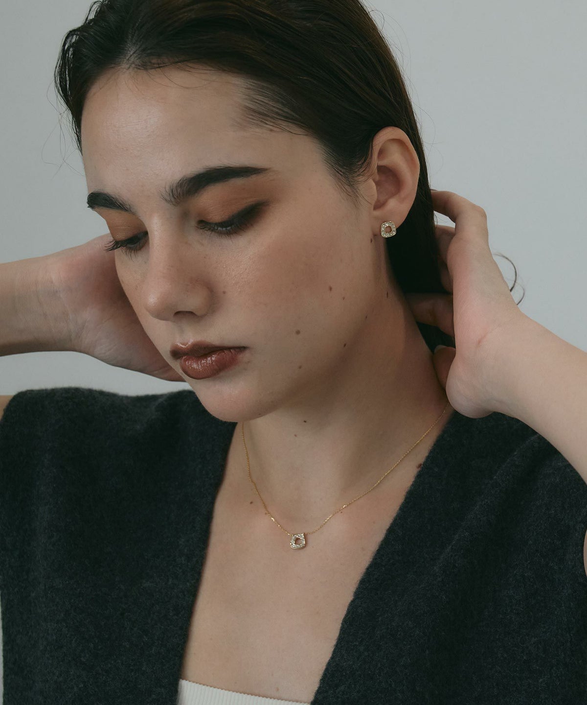 トラぺゾイドチタンポストピアス【MUK petite charme】