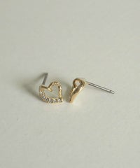 スランティングハートチタンポストピアス【MUK petite charme】