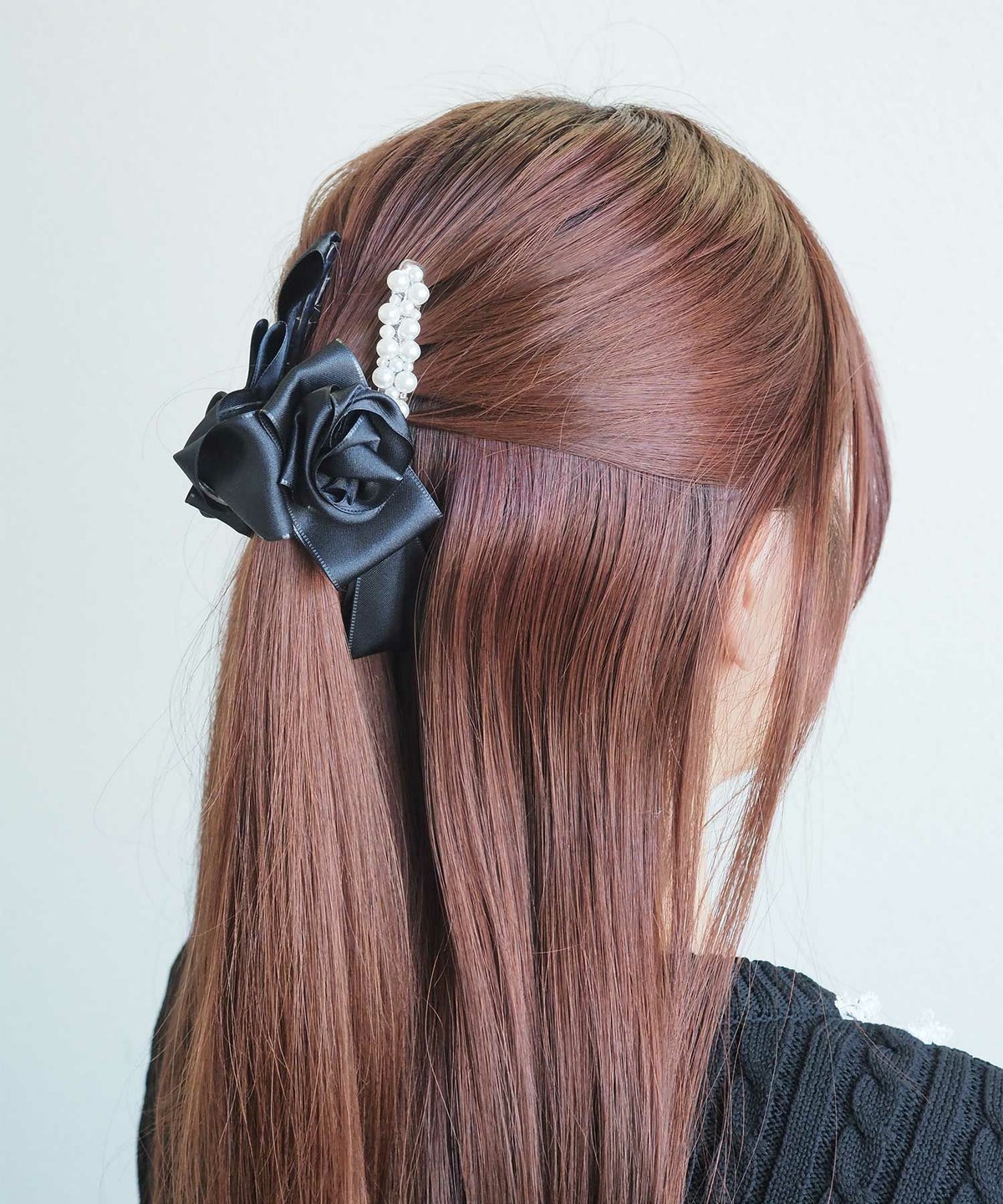 ローズリボンパールバンスクリップ