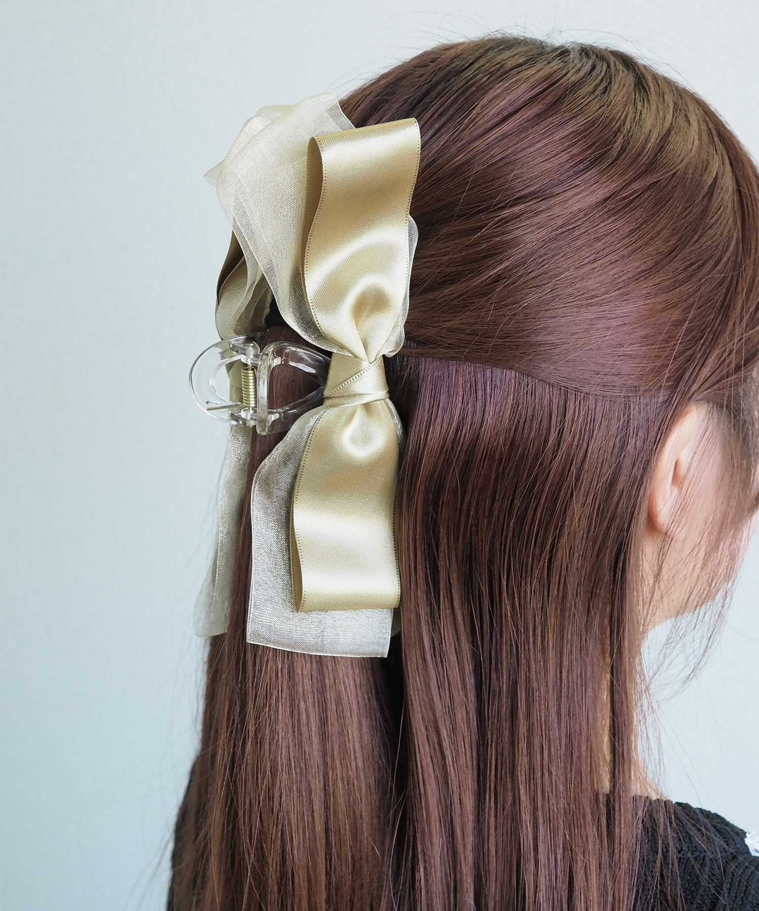 サテンチュールリボンバンスクリップ