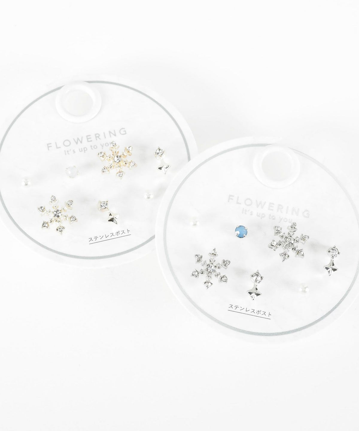 スノークリスタルステンレスポストセットピアス