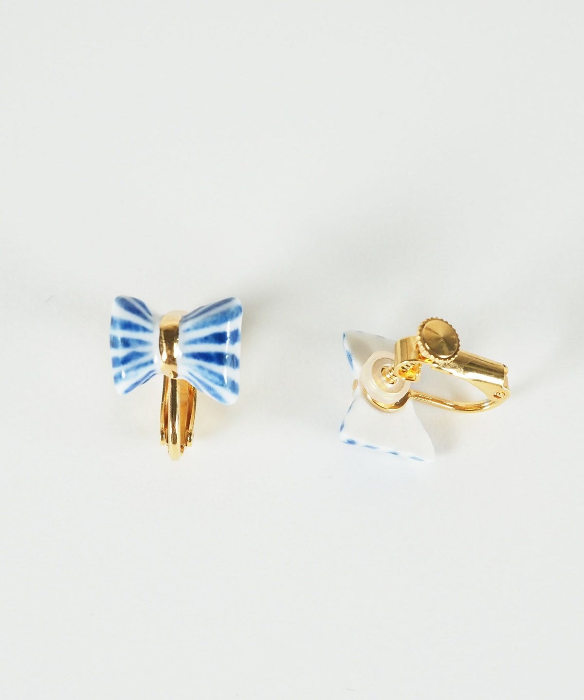 美濃焼タイルリボンイヤリング