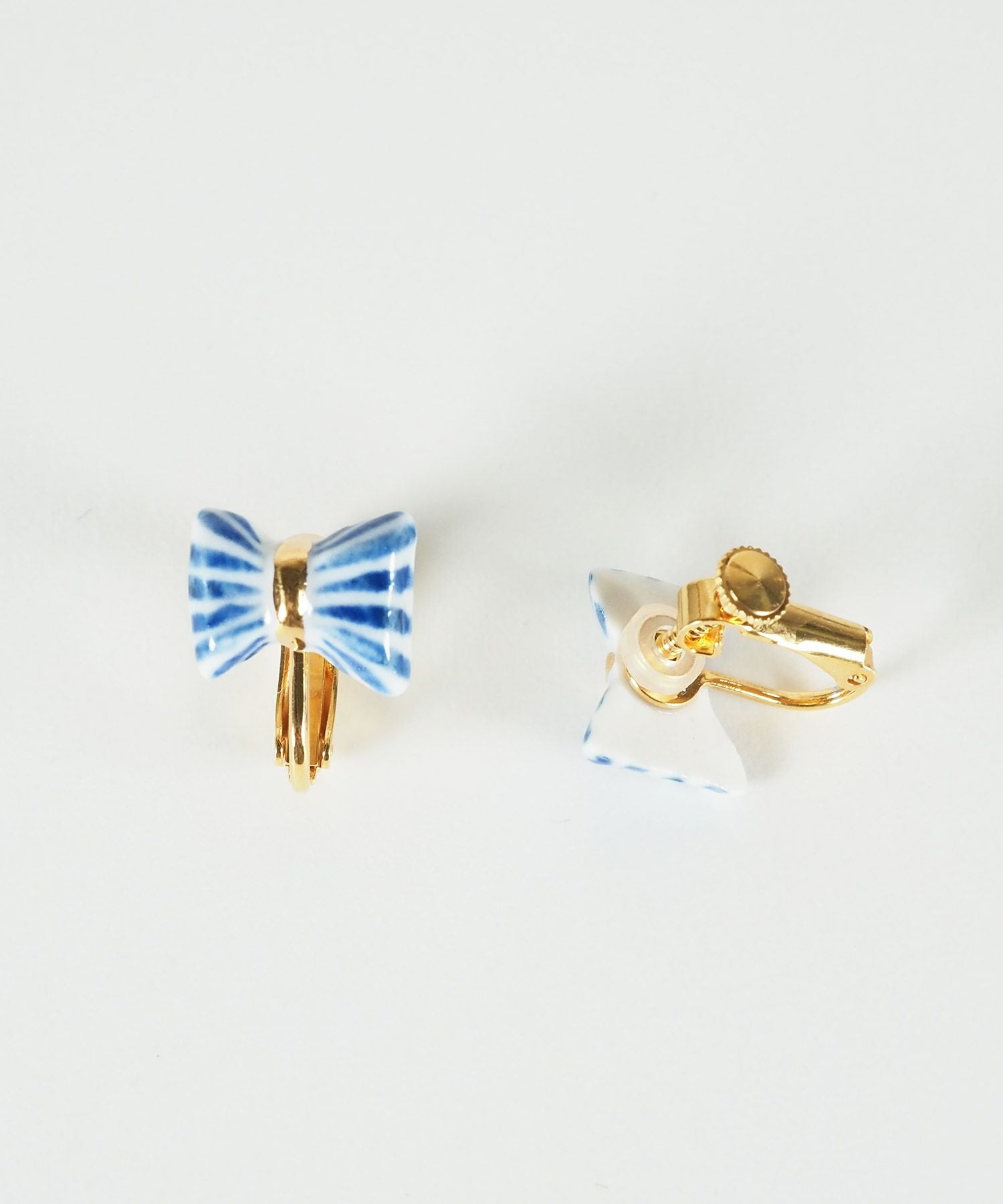 美濃焼タイルリボンイヤリング