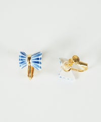 美濃焼タイルリボンイヤリング