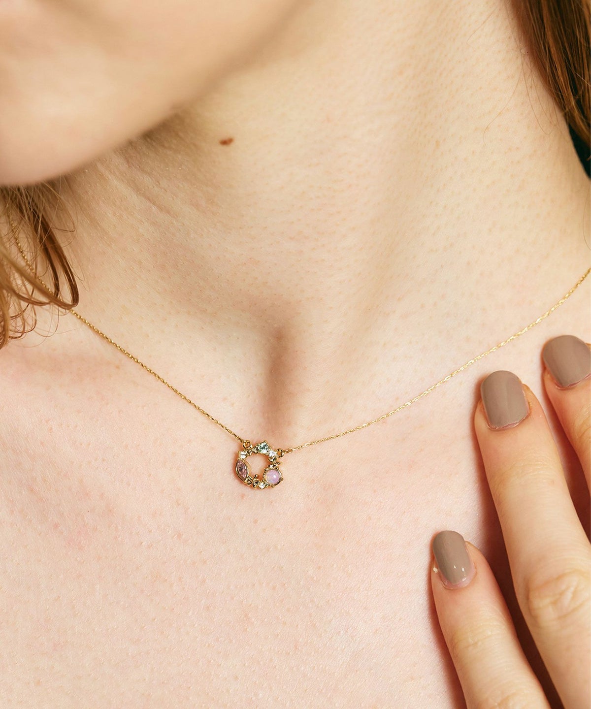 ナチュラルストーンフラワーリースネックレス【MUK Dreamy stone】