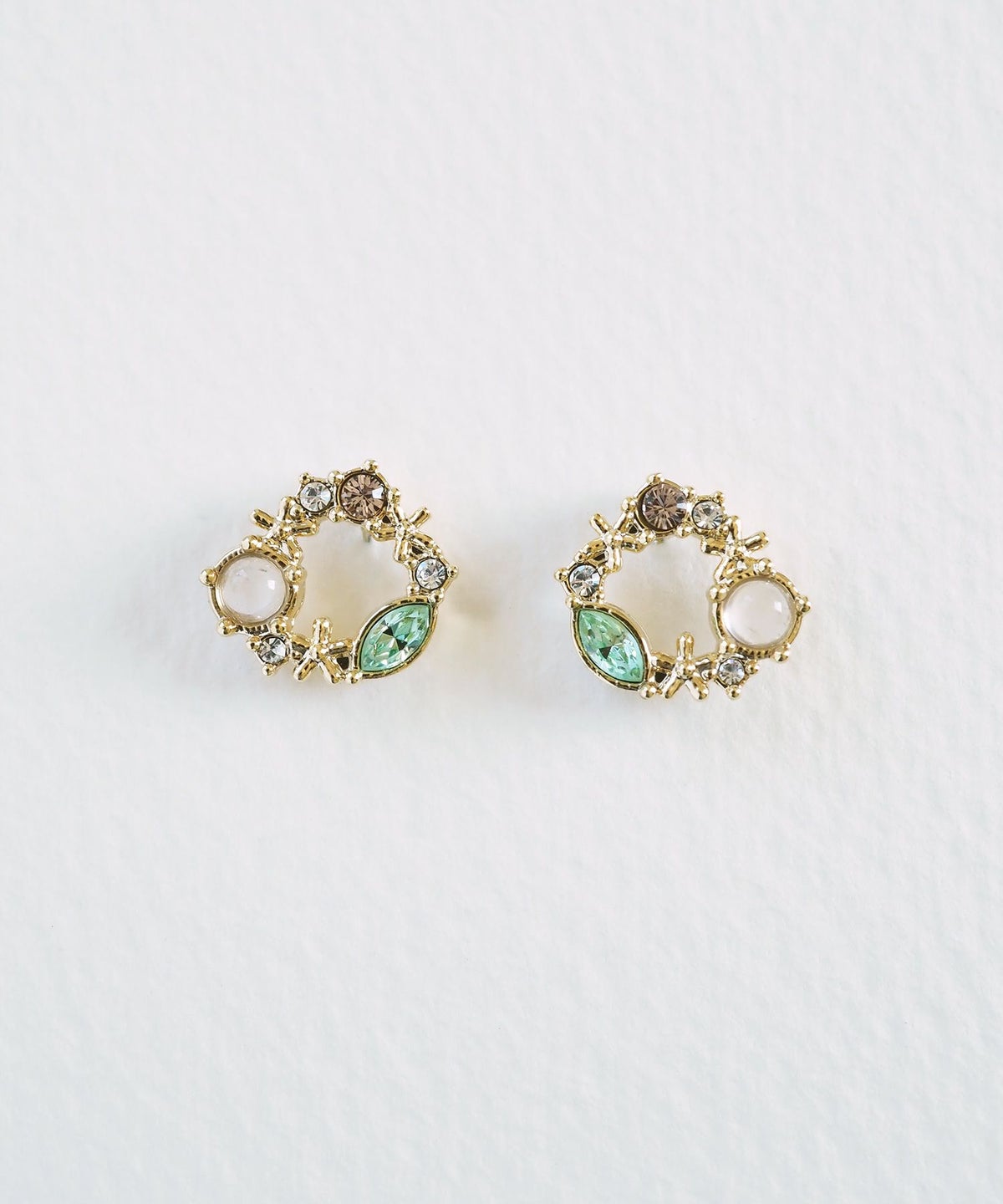 ナチュラルストーンフラワーリースピアス【MUK Dreamy stone】