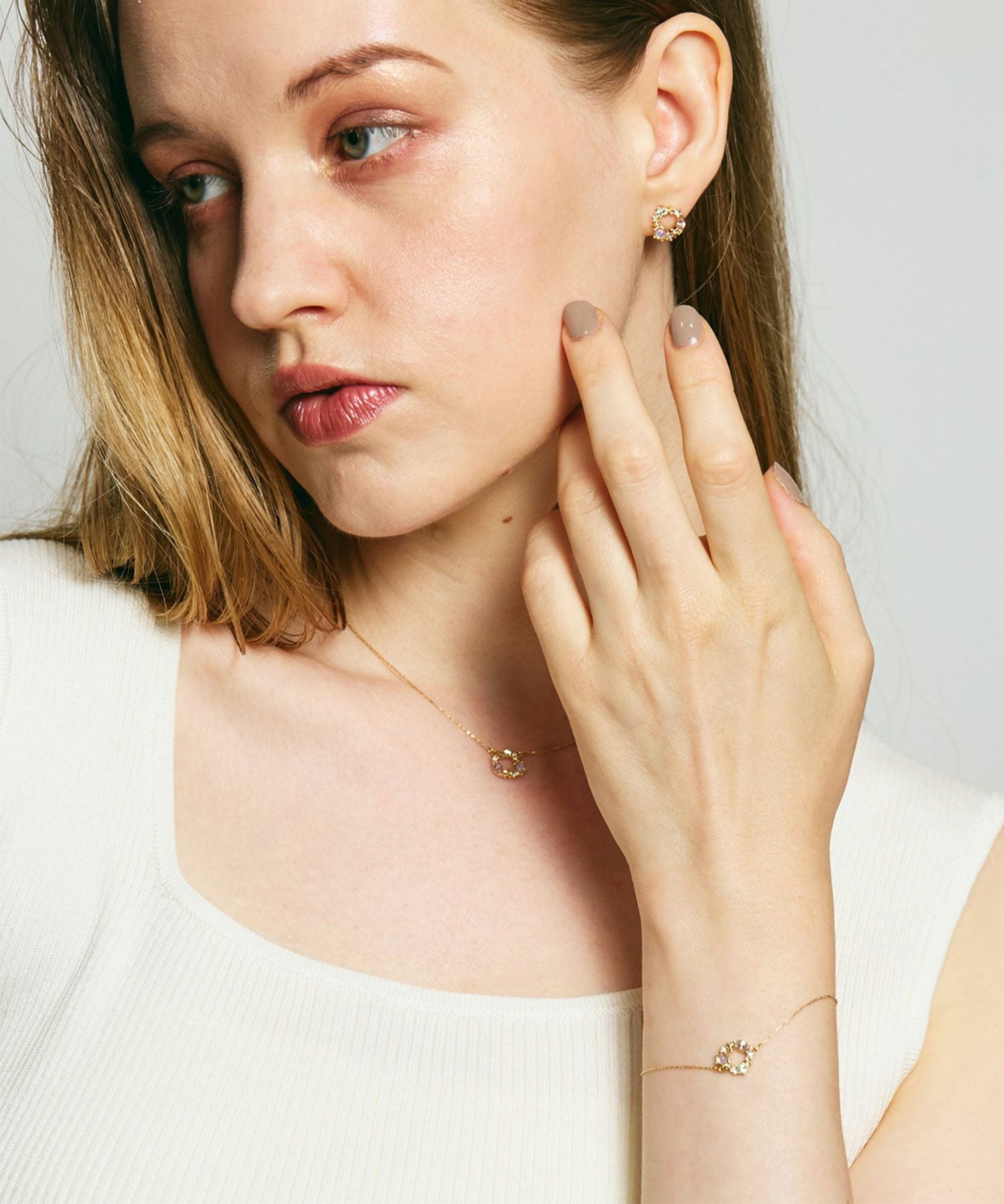 ナチュラルストーンフラワーリースブレスレット【MUK Dreamy stone】