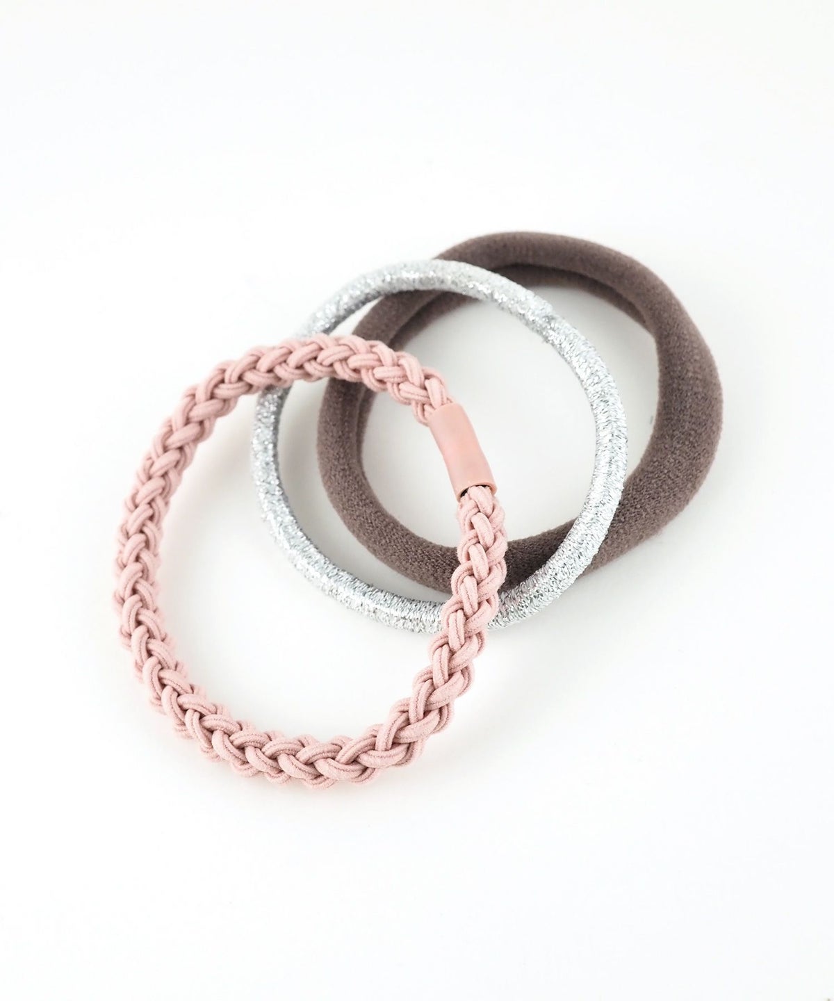 静電気軽減ラメナチュラル編みポニー3Pセット