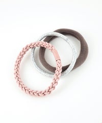 静電気軽減ラメナチュラル編みポニー3Pセット