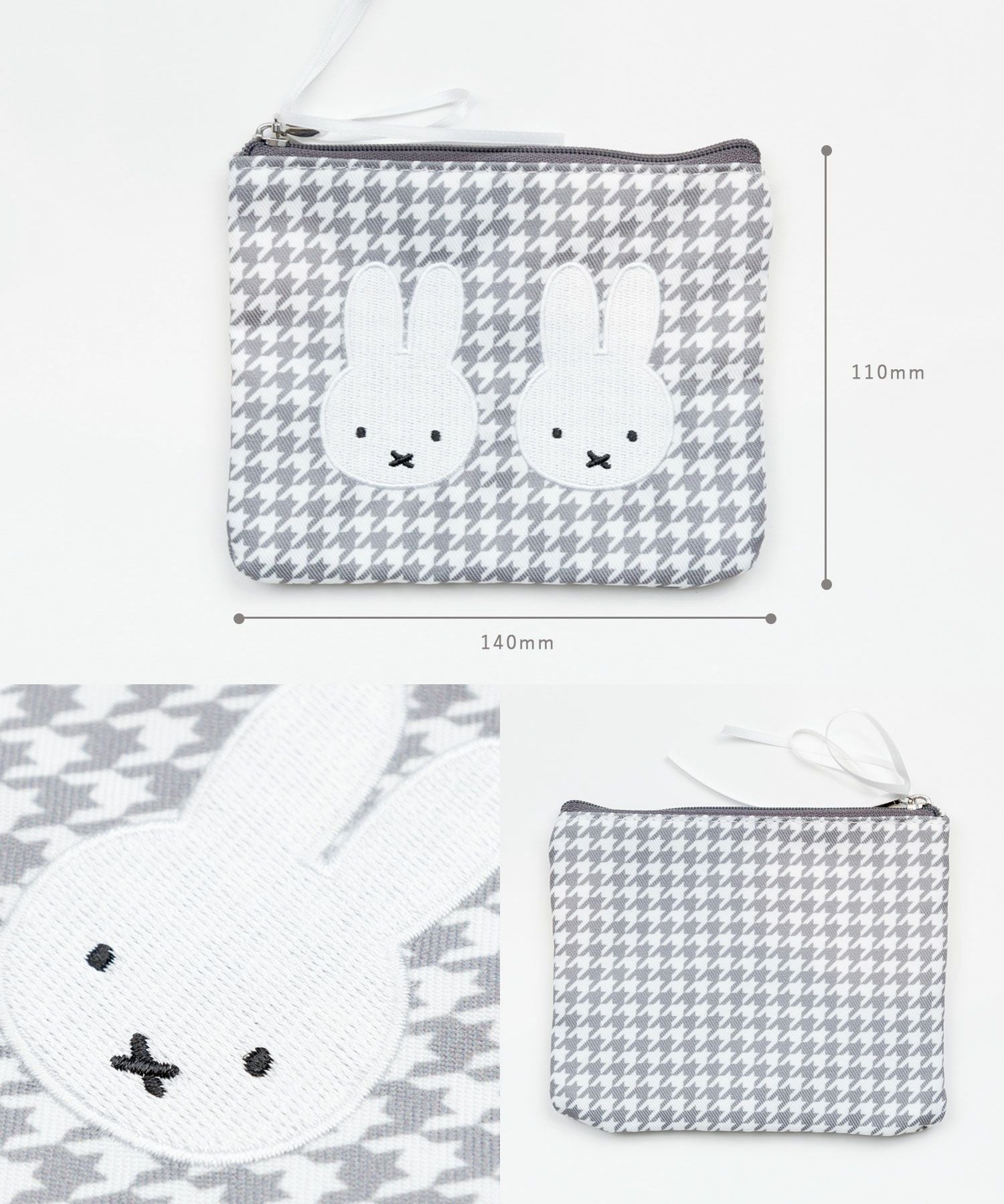 ミッフィー チドリ＆モノトーン ミニフラットポーチ