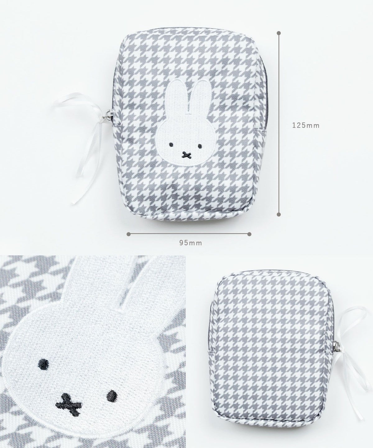 ミッフィー チドリ＆モノトーン 縦型スクエアポーチ