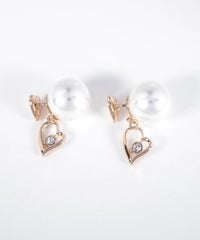 ハートストーンパールバックキャッチピアス