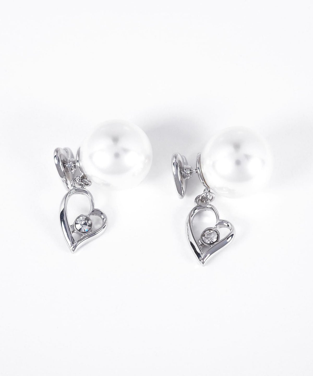 ハートストーンパールバックキャッチピアス