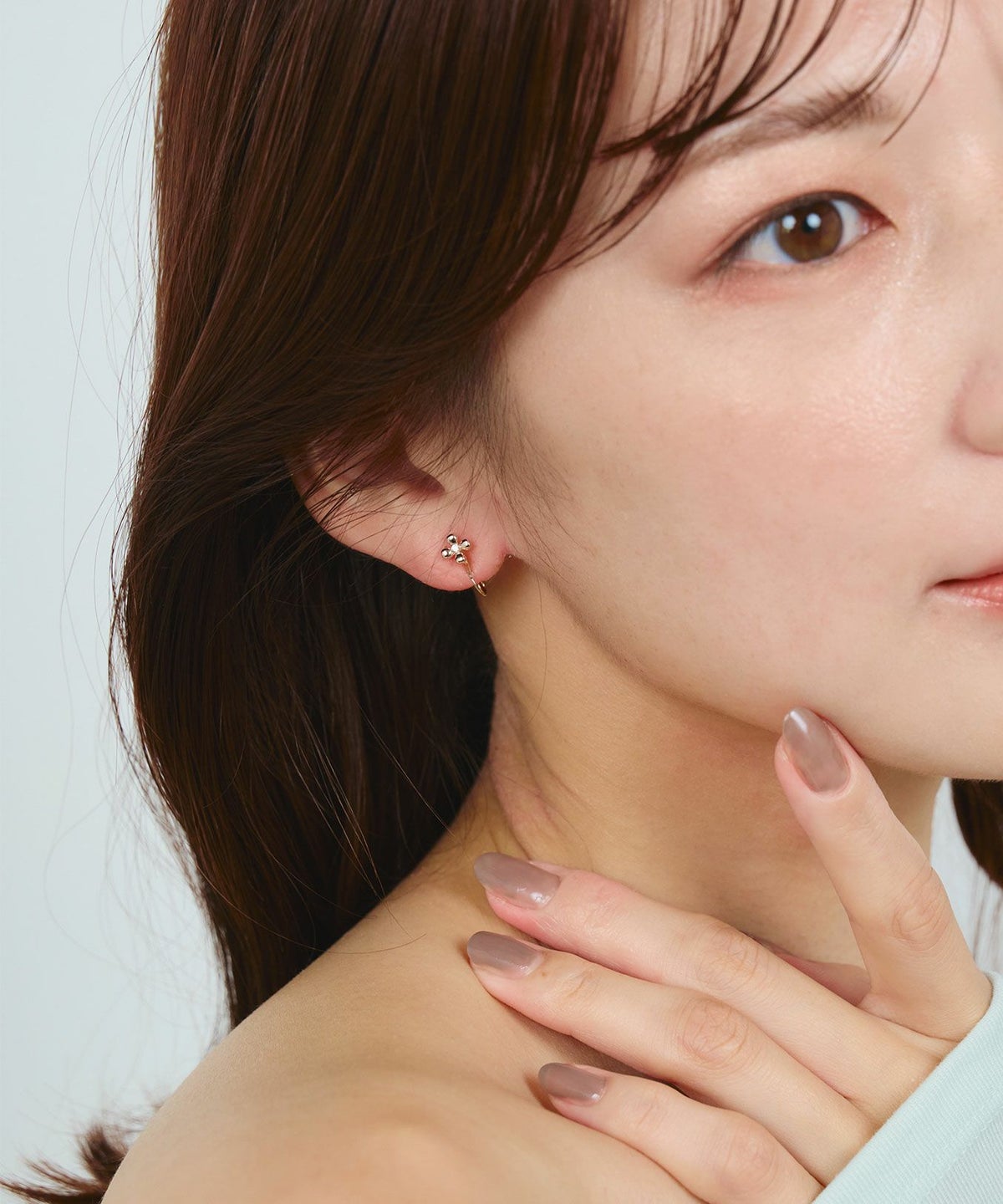 【web限定】ルミフラワークリスタルループフィットイヤリング【Lumirise】