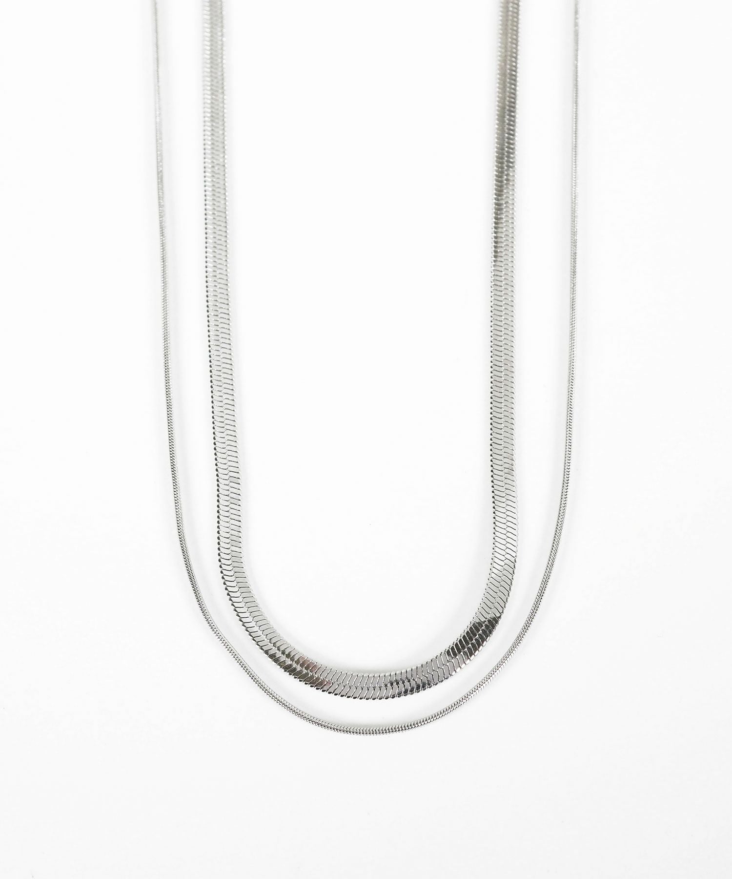mookite✕blackネックレス2（stainless） スネークダブルチェーンステンレスネックレス【MUK lucenzio