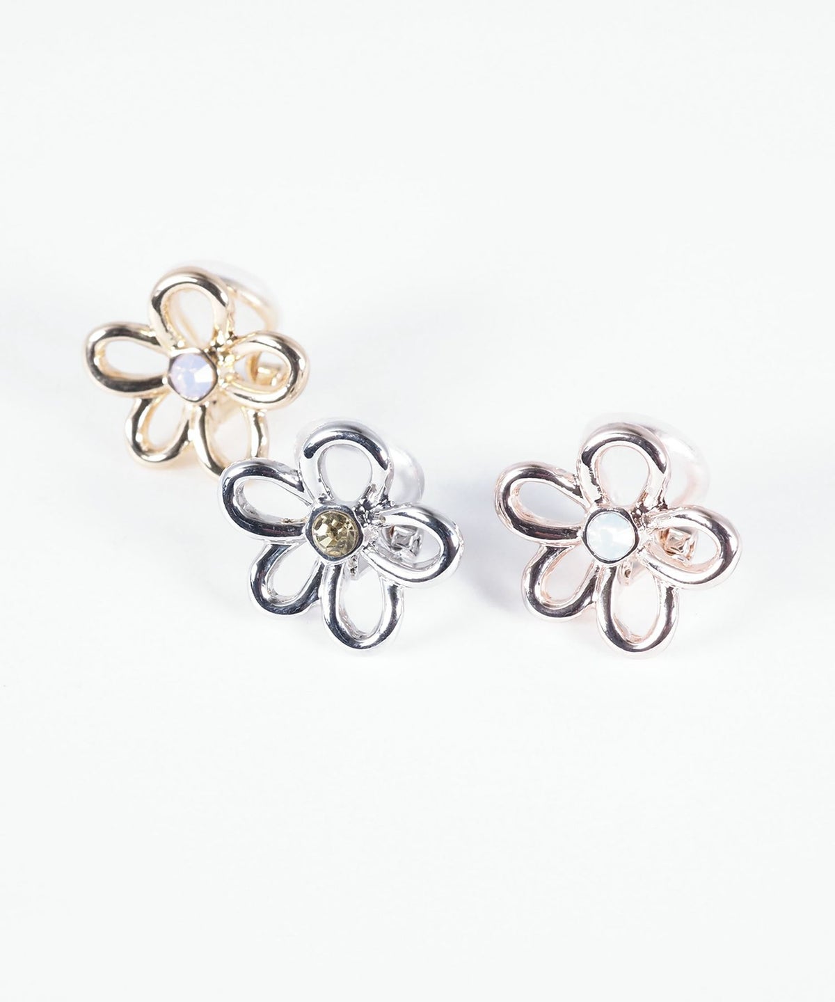 フラワーメタルクリップイヤリング