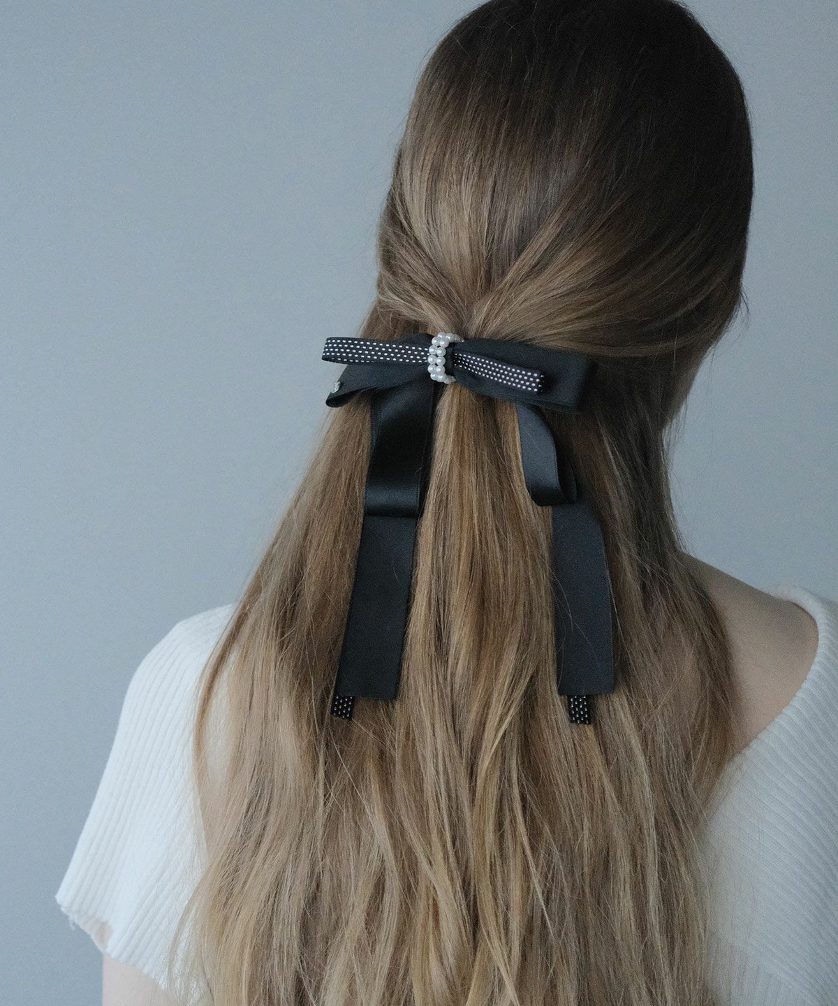 サテンロングリボンポニーフック【JUNO PREMIUM】