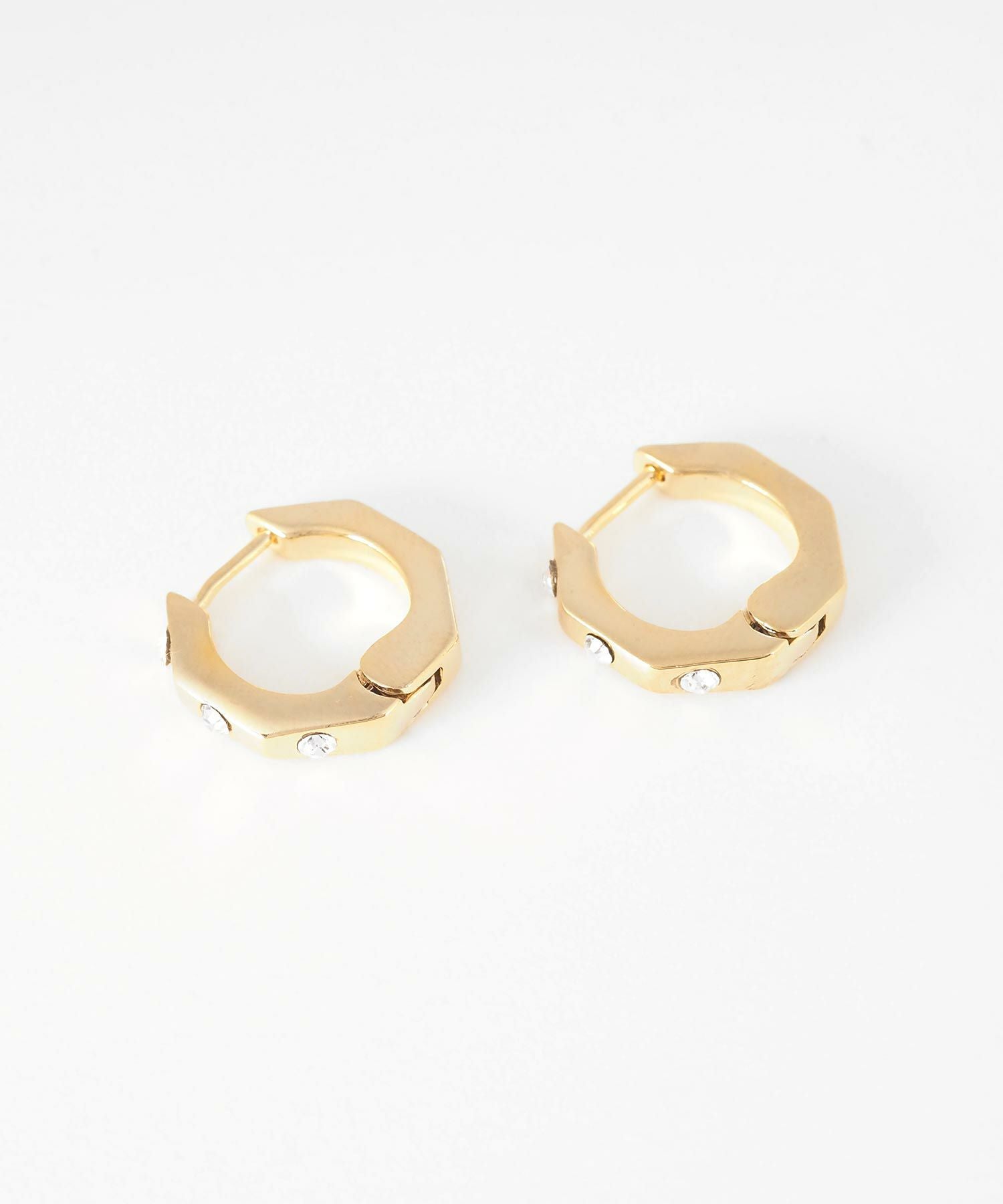 ポリゴンストーンスプリングフープピアス