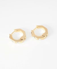 ポリゴンストーンスプリングフープピアス
