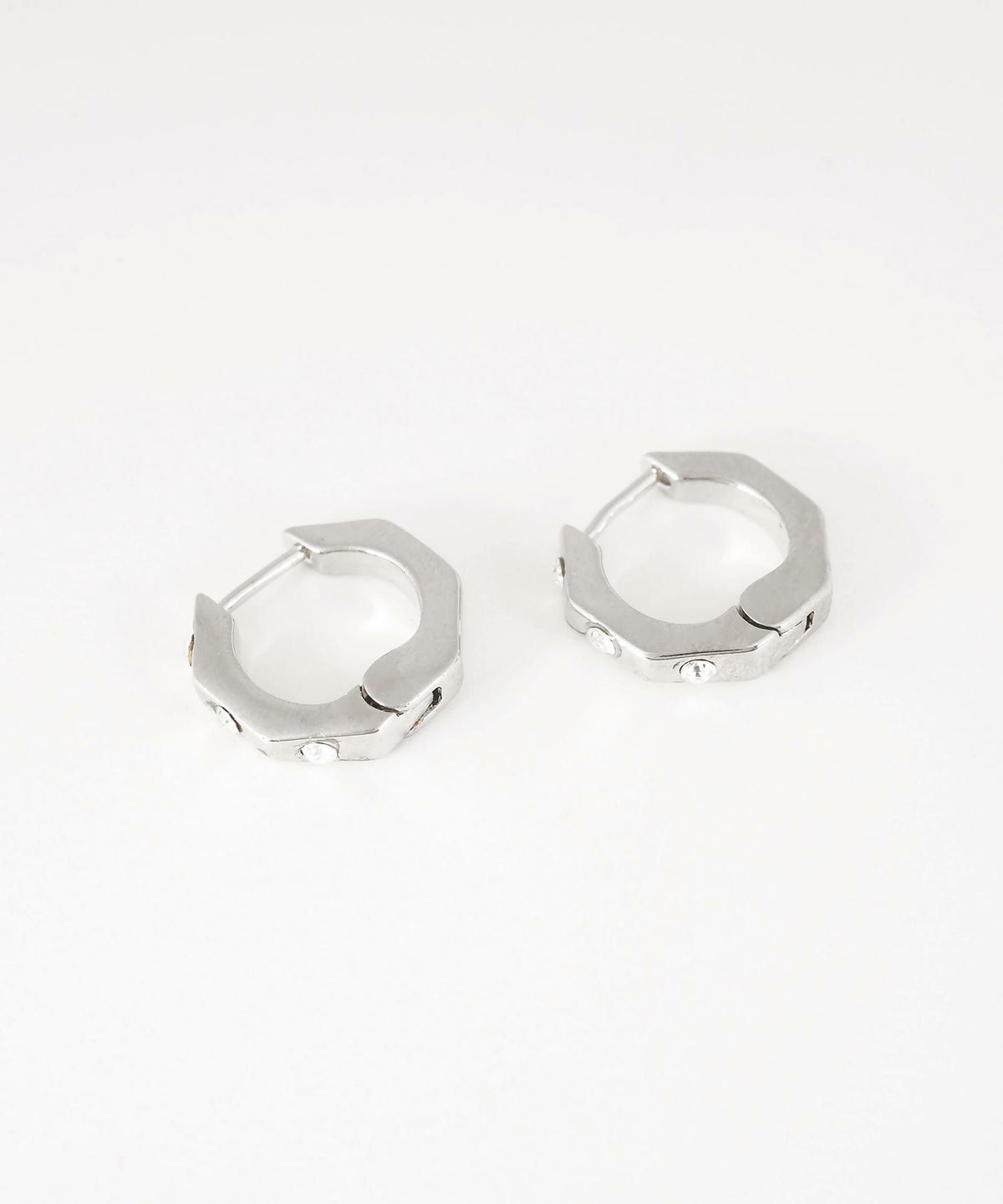 ポリゴンストーンスプリングフープピアス