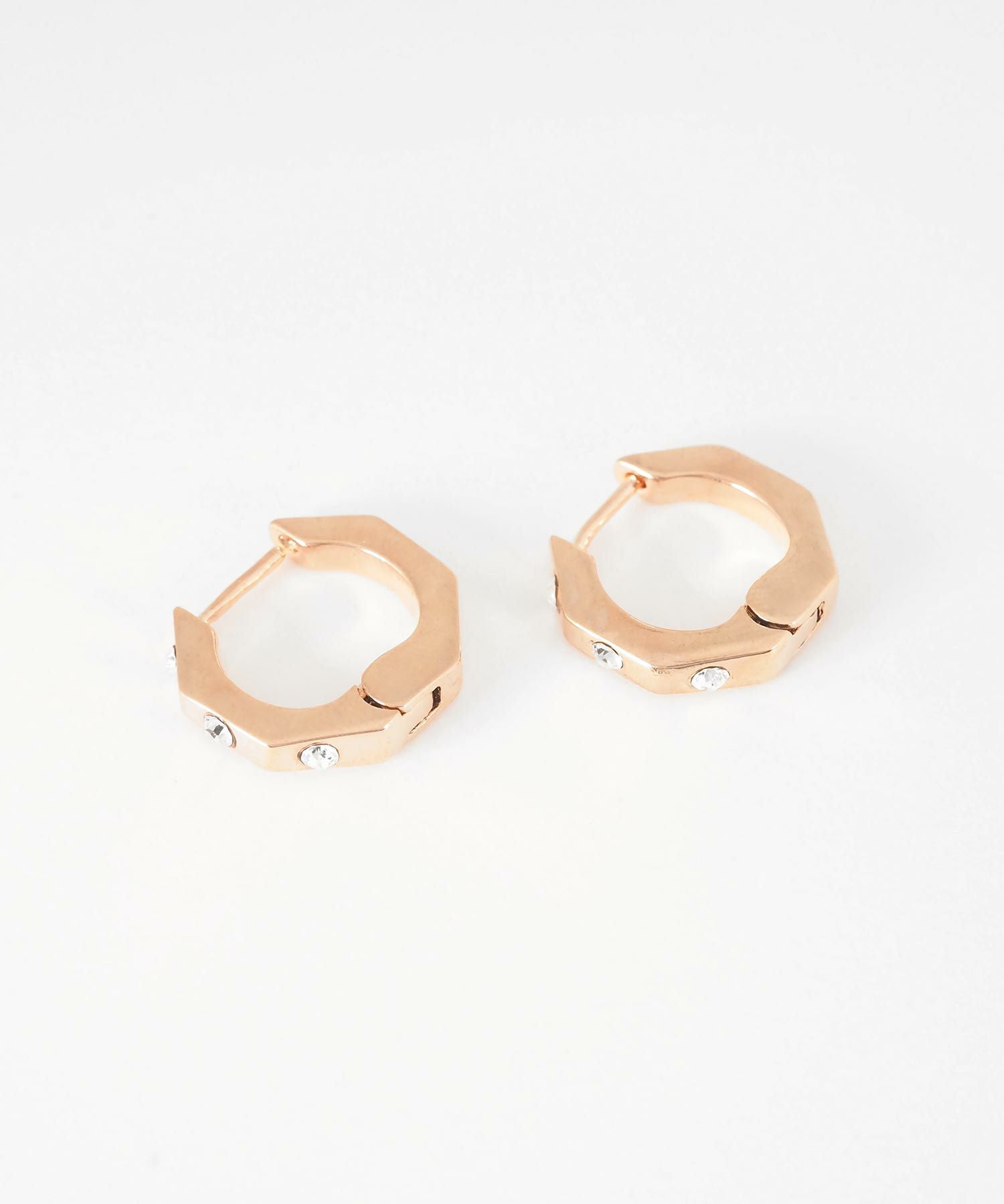 ポリゴンストーンスプリングフープピアス