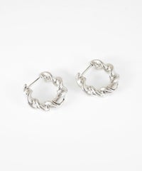 ツイストストーンスプリングフープピアス