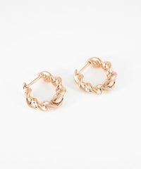 ツイストストーンスプリングフープピアス