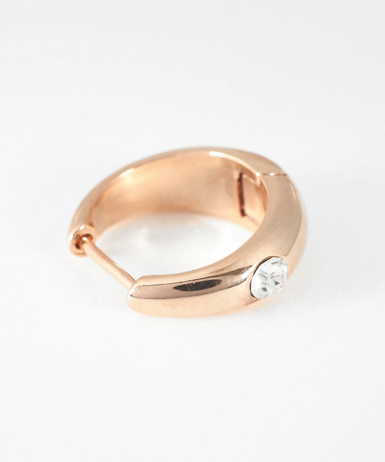 チャンキーストーンスプリングフープピアス