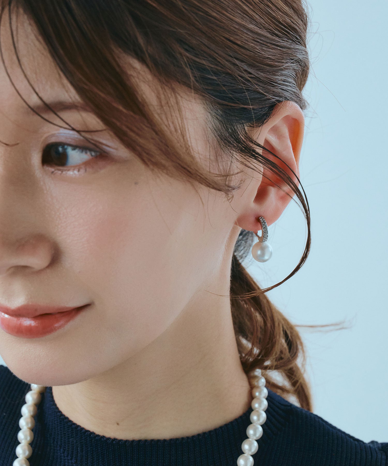 貝パールラインパヴェチタンポストピアス【JUNO PREMIUM】 | 【公式