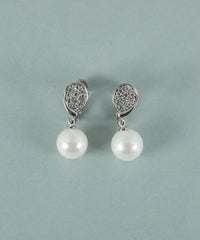 貝パールドロップパヴェイヤリング