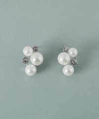 トリプル貝パールビジューピアス【JUNO PREMIUM】